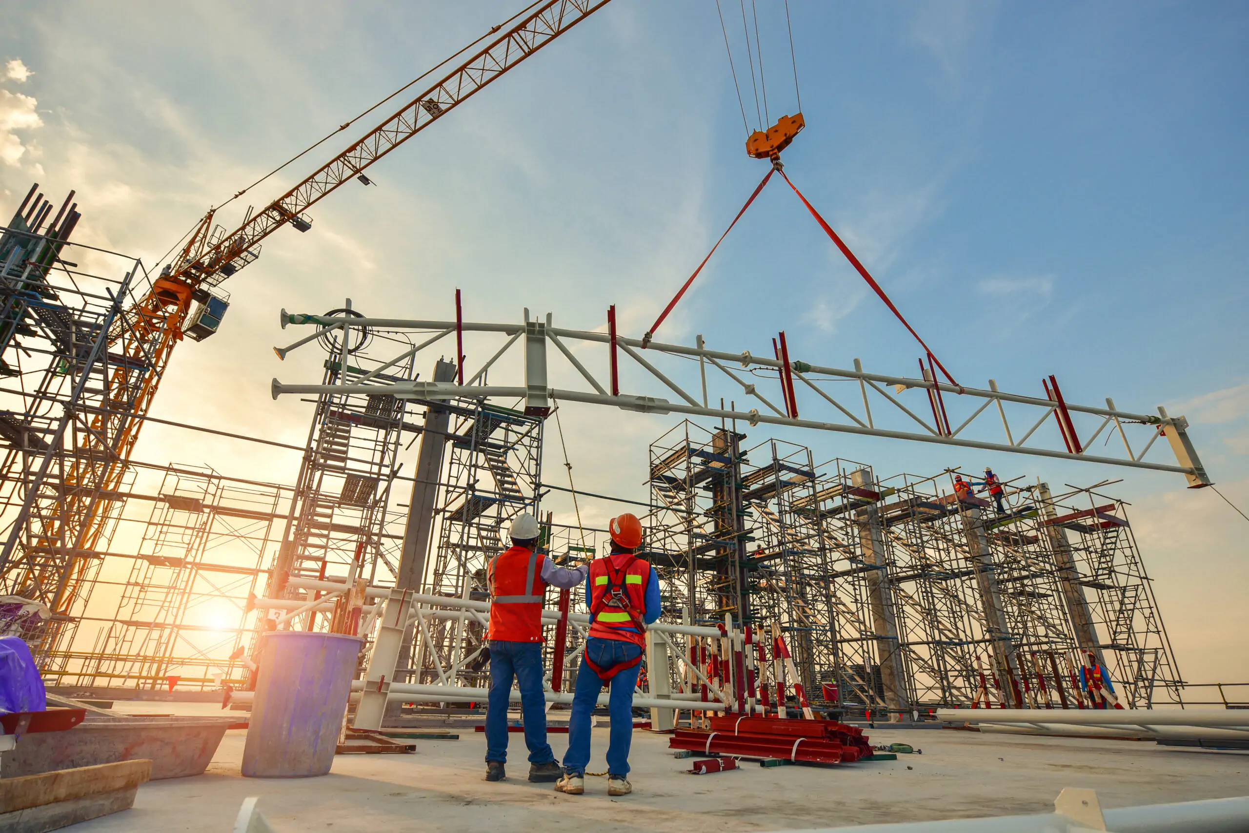 construction worker truss installation scaled