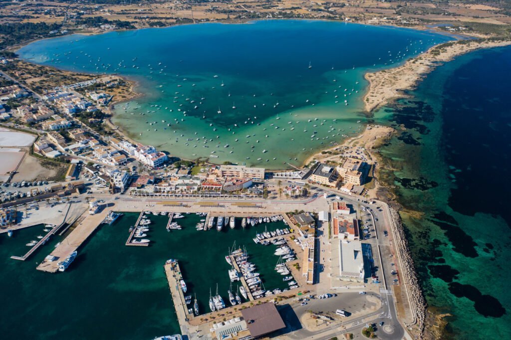 Aerial view of rocky coastline and turquoise waters in Northern Cyprus