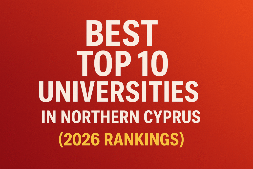 Best Top 10 Universities in Northern Cyprus 2026 Rankings poster with university list and academic highlights