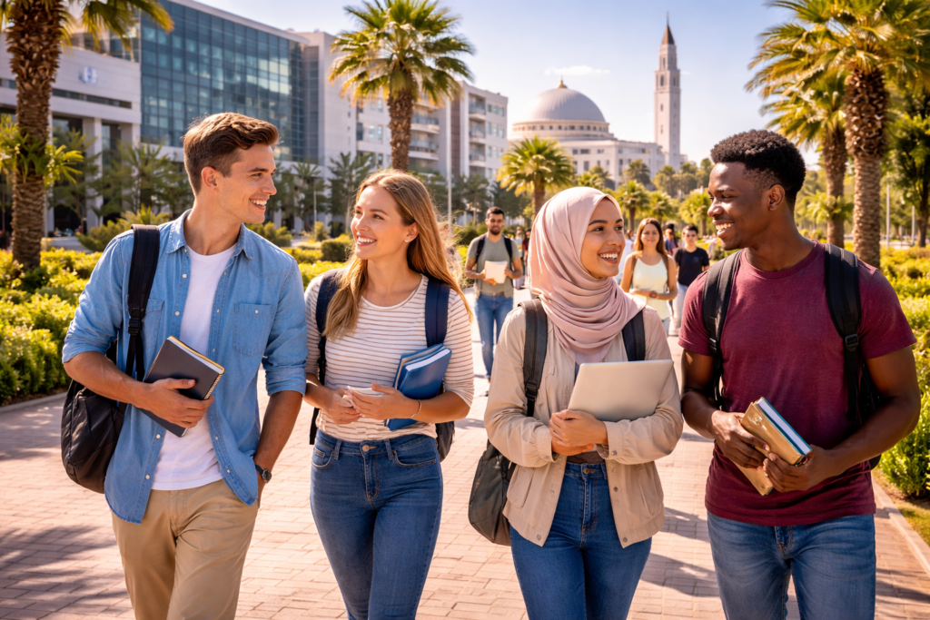 دانشجویان بین‌المللی در محوطه دانشگاهی قبرس شمالی