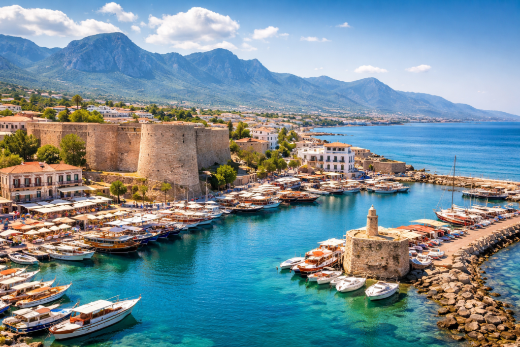 بندر و قلعه تاریخی گیرنه در قبرس شمالی، نمادی از زندگی ساحلی و کیفیت زندگی در Girne